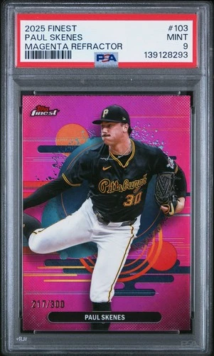 2025 Paul Skenes Topps Finest Uncommon #103 Magenta Refractor 217/300 PSA 9