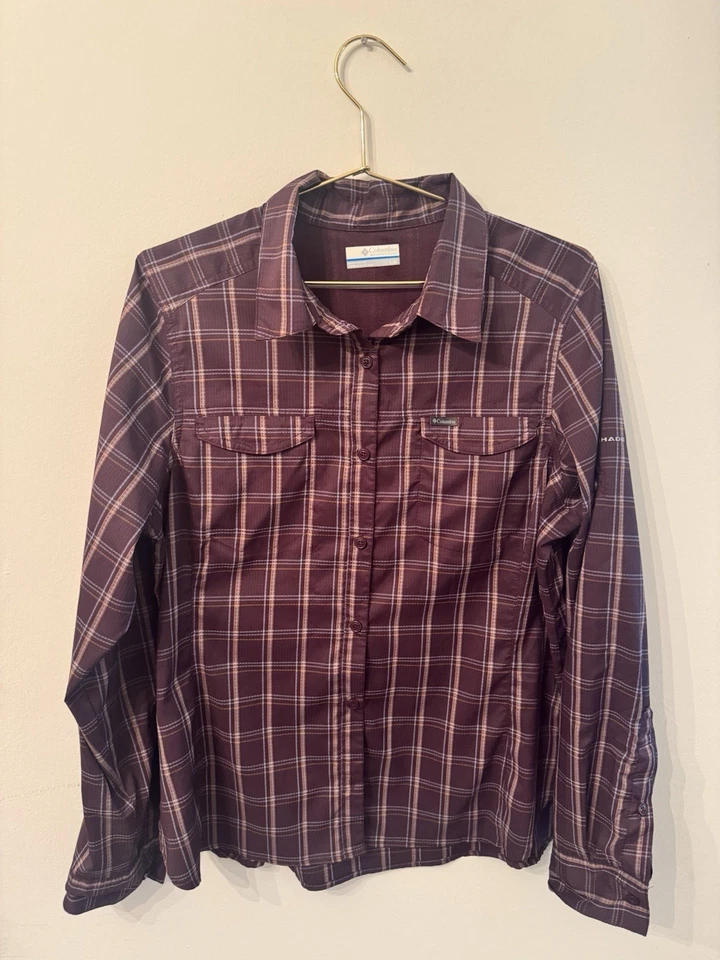 Camisa Columbia Omni-Sombra Pesca Abotonada Ventilada Mujer Granate Grande Foto 2 de 4