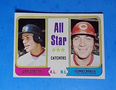 1974 TOPPS BASEBALL #3CARLTON FISK JOHNNY BENCH All Star Catchers EX-MINT - Image 1 of 2