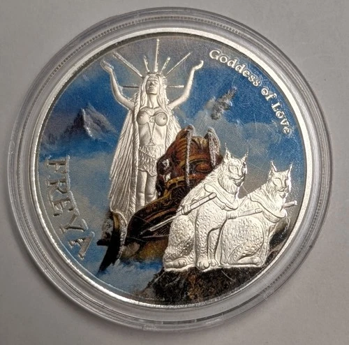 Freya Goddess of Love ~ 1 oz .999 Silver Proof Colorized Round ~ Anonymous Mint