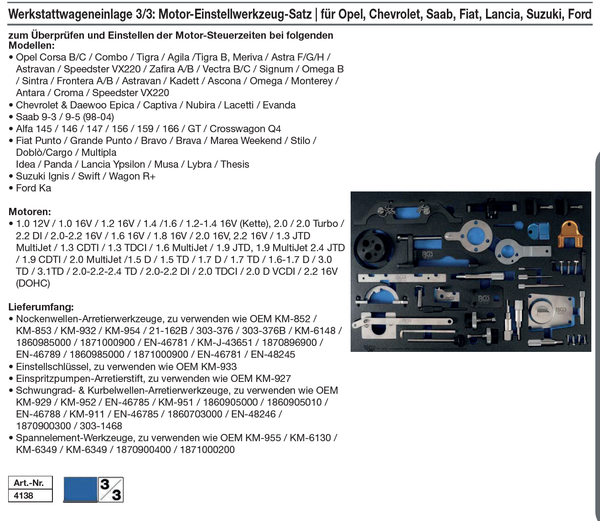 Motor-Einstellwerkzeug FüR Opel, Chevrolet, Saab, Fiat, Lancia, Suzuki, Ford-image
