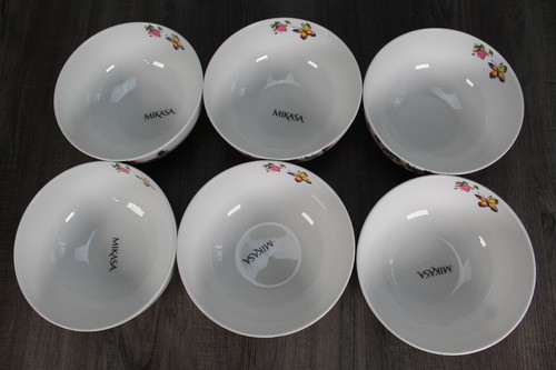 NEU 6er Set Mikasa Schmetterling Garten Blumen Bone China 6" Suppe Müslischalen Set - Bild 11 von 16