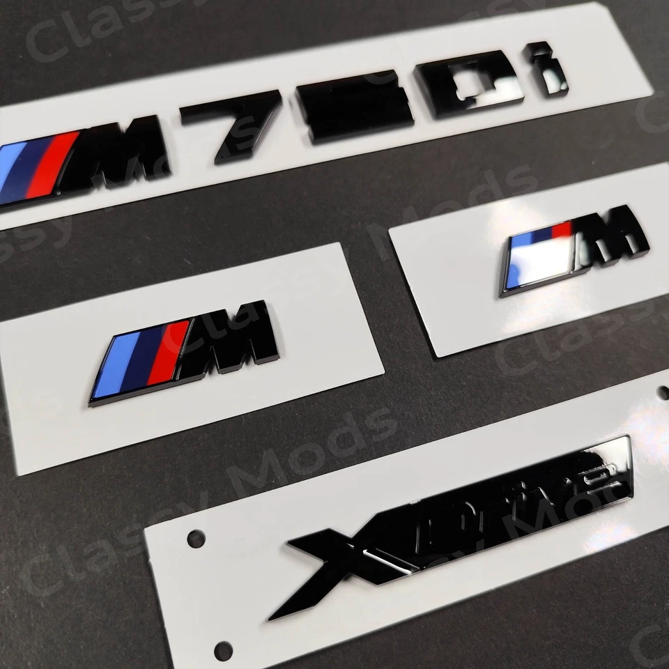 M750i xDrive Gloss Black Badges for BMW Emblem Set M Power — 第 2/4 张图片