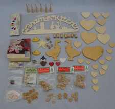 NOS Huge Lot 100 Craft Supplies Vintage Wood Cutouts