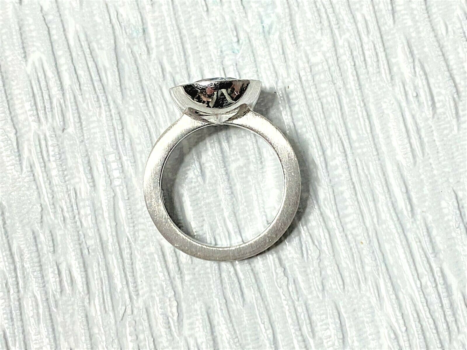 Solid Sterling Silver 925 Light Blue Stone Thick … - image 4