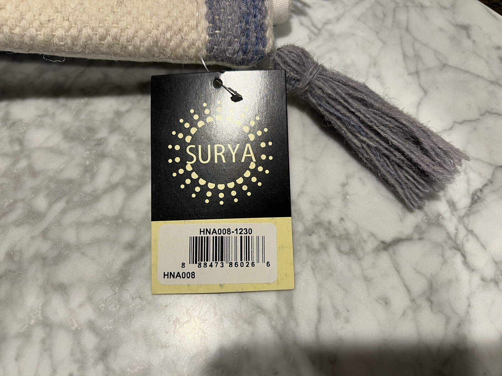 Surya Helena 12" X 30" Lumbar Pillow Cover With Denim And White HNA008