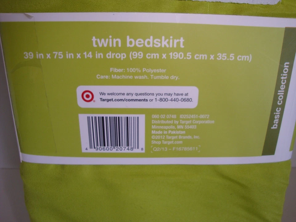 Юбка для кровати Circo Basic однотонная зеленая размер Twin полиэстер 14 дюймов Drop Target детская - Изображение 4 из 4