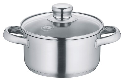 Berndes NEW ROMA Bratentopf Kochtopf mit Glasdeckel Edelstahl 18/10 Ø 16 cm