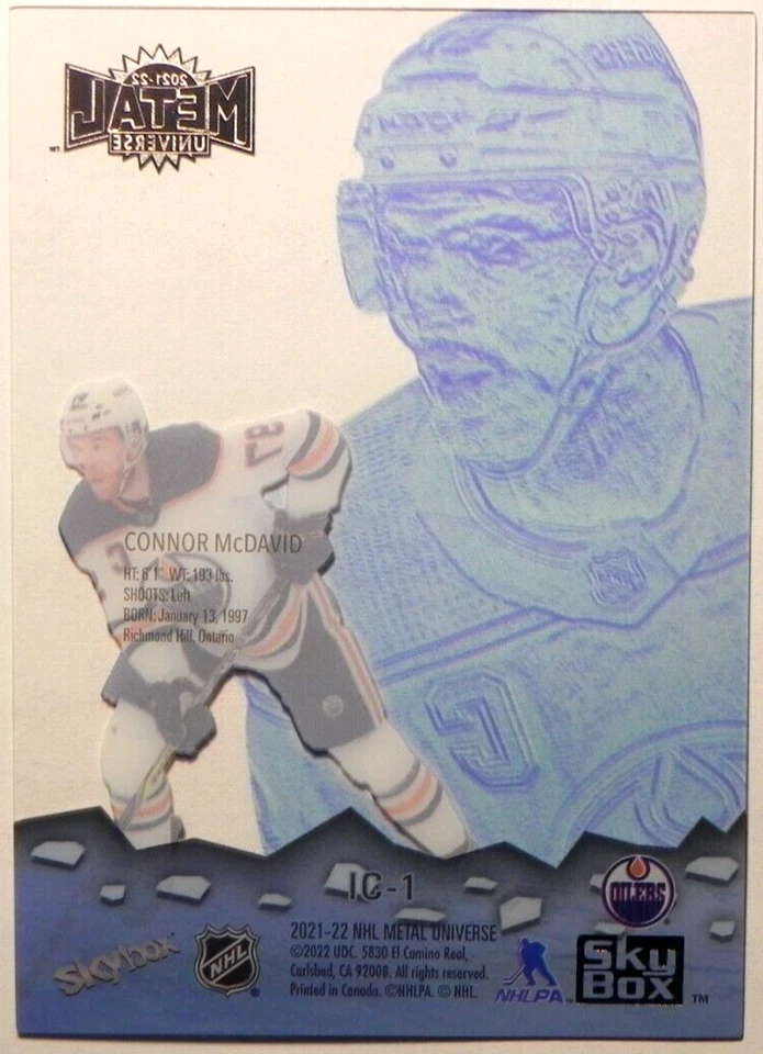 2021-22 21/22 Skybox Metal Universe Ice Carvings IC-1 Connor McDavid Oilers - Image 2 of 2