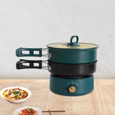 Electric Hot Cooker Pot Green Steamer Mini Multifunctional Pan Portable 110V USA