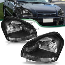 For 2005-2009 Hyundai Tucson NEW Halogen Black Headlights Headlamp Assembly Pair