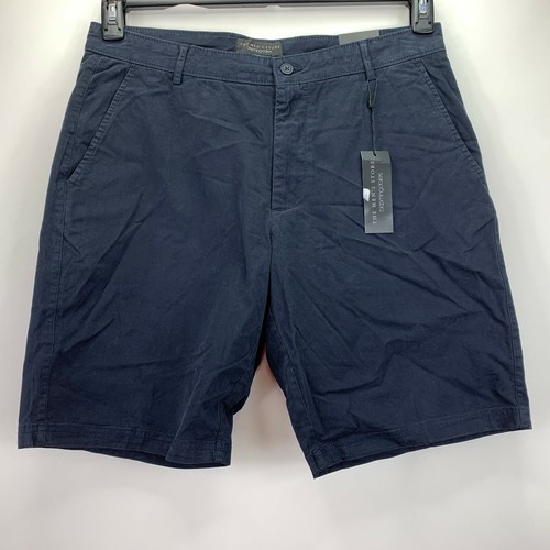 Bloomingdales Herrenshorts flach vorne Köper Baumwolle Stretch 9,5 Zoll dunkelblau 32