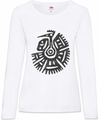 Maya Bird Symbol Damen Langarm T-Shirt Mayans Tätowierer Vogel Tattoo Indianer