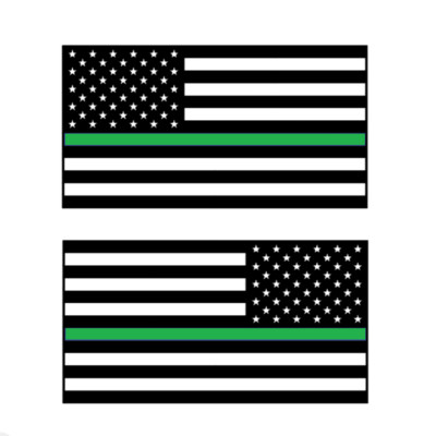 Set of United States Flag Thin Green Line Decals Standard and Mirrored ...