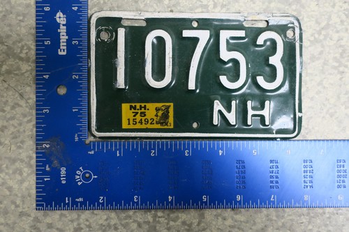 New Hampshire License Plate Motorcycle Mc 1975 10753 NH Natural Sticker