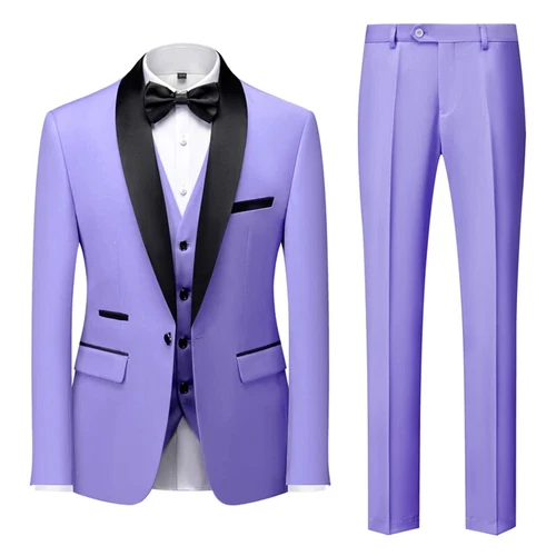 Ensemble de 3 pièces costume de mariage homme manteau pantalon gilet robe de marié blazers veste pantalon - Photo 6/52