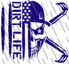Heavy Equipment Operator,Dirt Life,Skull,Oilfield Worker,Flag,Custom Vinyl Decal