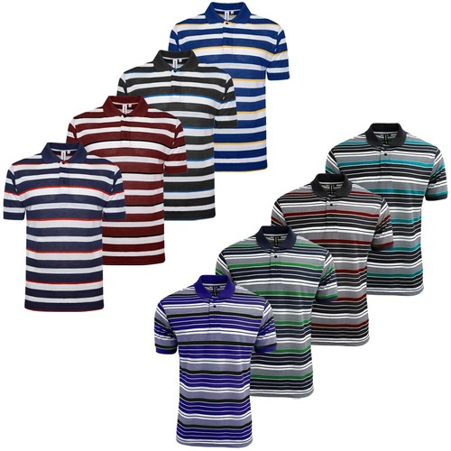 Polo uomo manica corta righe piqué estiva casual lavoro vacanza top M-3XL - Foto 5 di 22