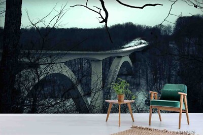 3D Forest Bridge Night Landscape Self-adhesive Removable Wallpaper Murals
