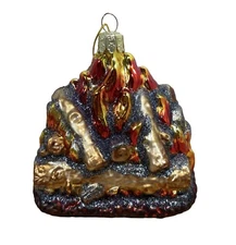 Kurt  Adler Noble Gems Glass Christmas  Ornament Yule Log Hand Blown