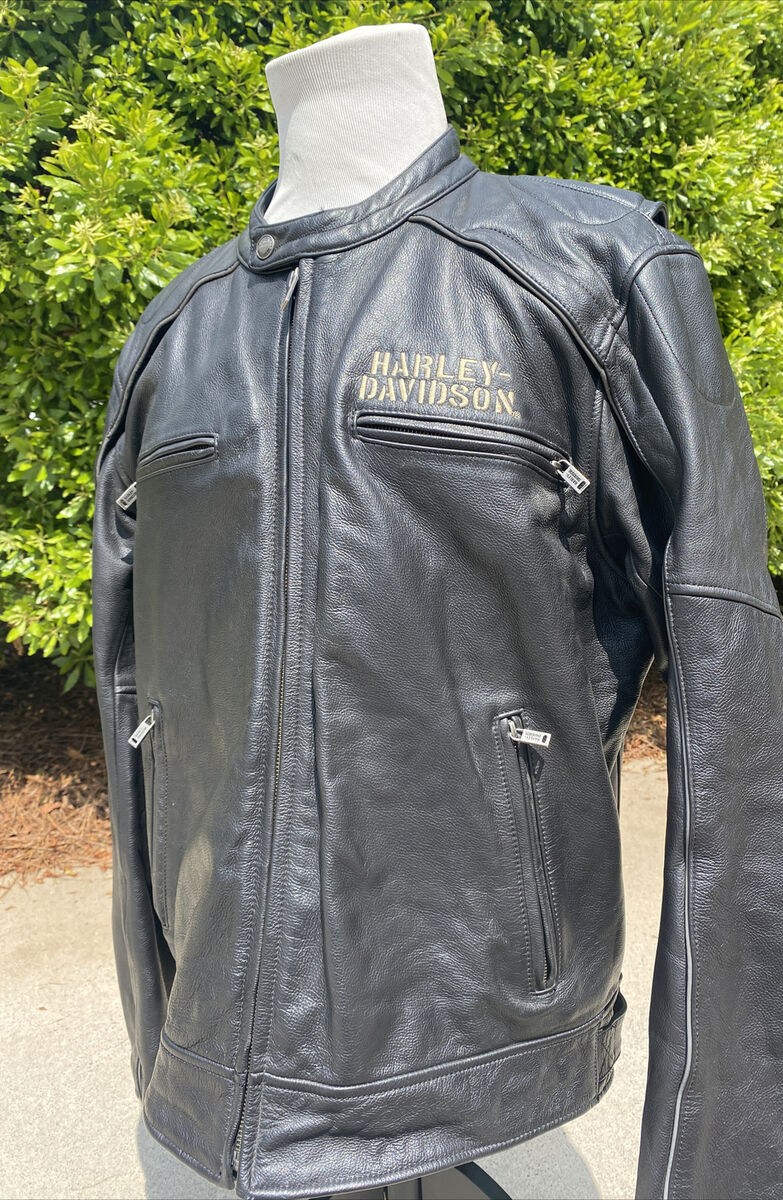 Harley Davidson Men TREK HDMC Leather Jacket XL Military Harley Davidson Men TREK HDMC Leather Jacket XL Military