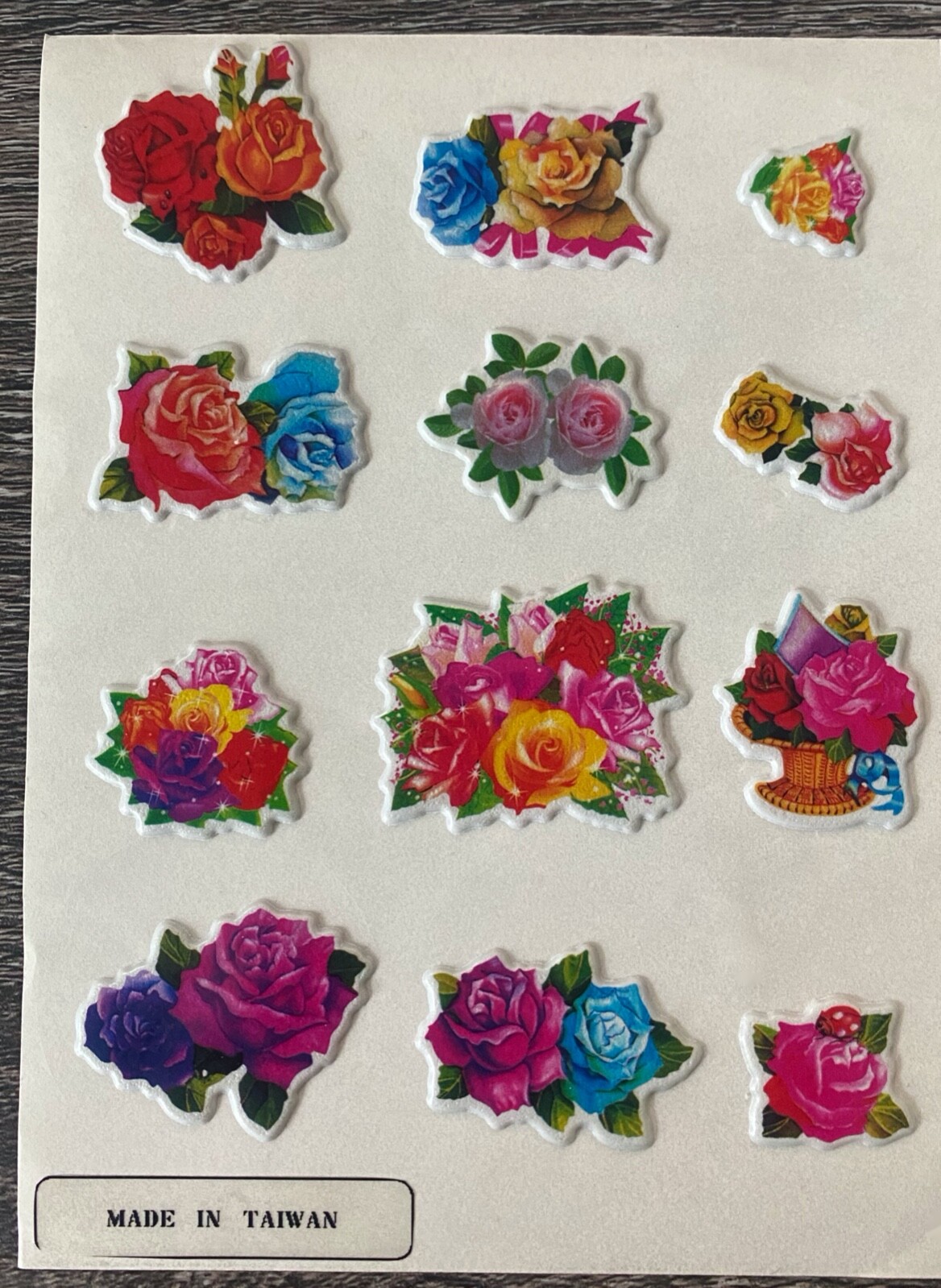 Vintage Puffy Scratch n Sniff Rose Flower Smell Bouquet Stickers Rare Full Sheet