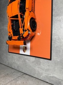 Art Holder Frame on the Wall 80x50 cm.  Technic 42056 Porsche 911 GT3 RS Orange