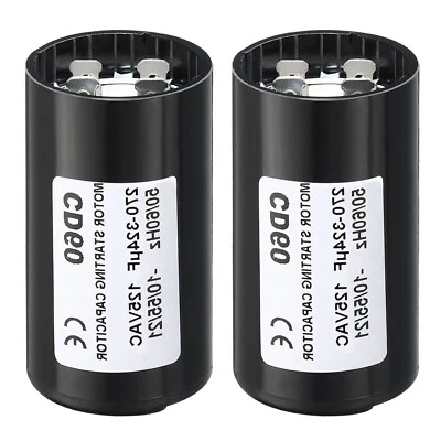 METALLIXITY 2 Pack Motor Start Capacitor 270-324uF/Mfd 125V 50/60Hz CD60 Run Capacitor Motor