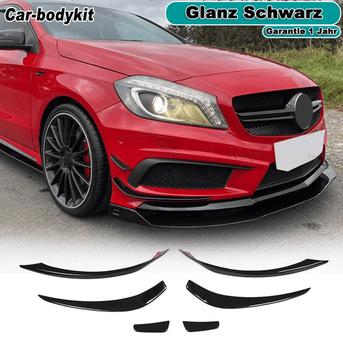 Parachoques delantero negro brillante Splitter Flaps Canard para Benz W176 A250 A45  - Imagen 1 de 12
