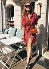 ZARA RED EMBROIDERED TUNIC MINI DRESS COTTON SS18 SIZES XS & S NEW TAGS