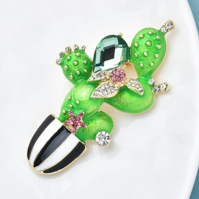 Cactus Brooches for Women Enamel Beauty Plants Party Office Brooch Pin Gifts - Image 2 of 3