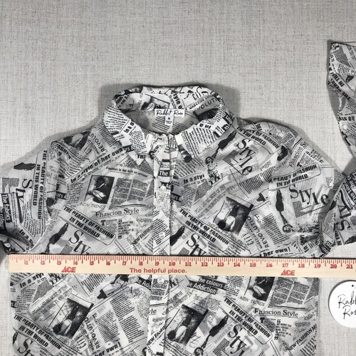 Sheer Fashion & Style News Flash Blouse Scripted Pattern Womens Medium  - NWT - Picture 9 of 13