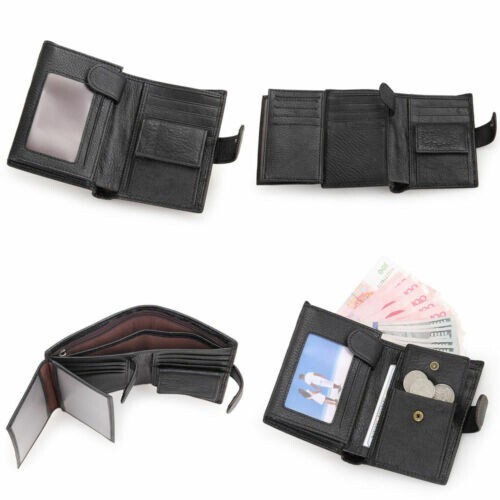 RFID Blocking Genuine Leather Wallet Slim Mens Purse Trifold Credit Card Holder - Picture 2 of 12