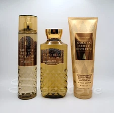 Bath & Body Works Golden Berry Mistletoe Body Mist Shower Gel & Cream Set of 3