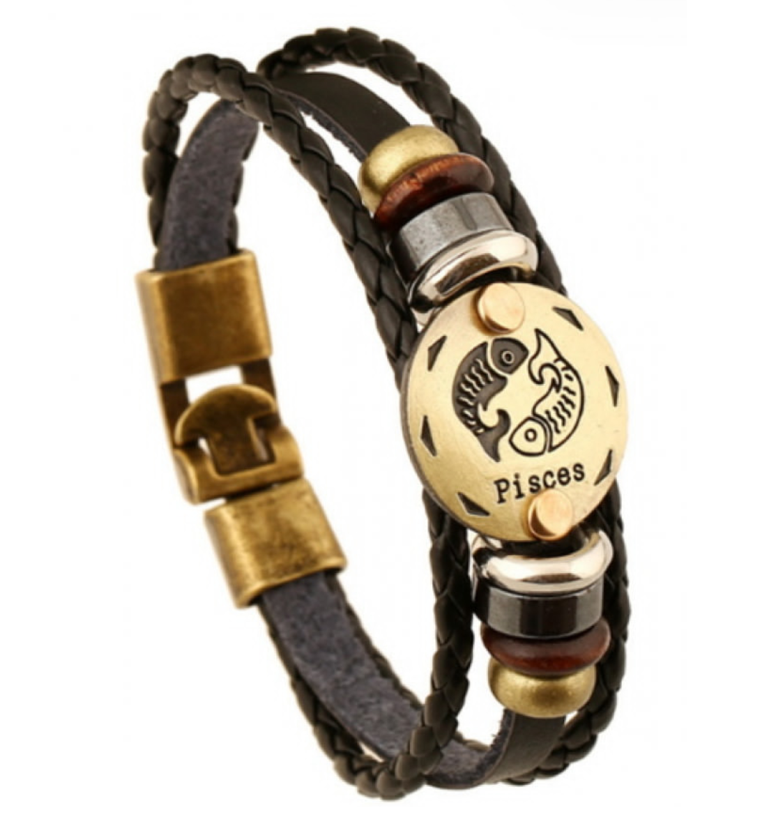 Bracciale Bangle Zodiacale In Acciaio Inossidabile Placcato Oro 18K – Segno Dei Pesci – Regalo Per Donna In Sacchetto Di Velluto BAMAY - 2