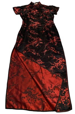 Golden Dragon Chinese Dress Dragon Print- Blk Red Sz 38 Side Zip & Slits  Sexy | eBay