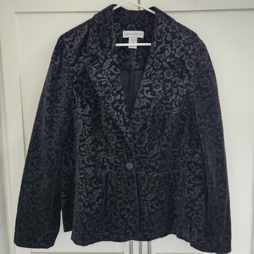 Sag Harbor Velvet Blazer Womens 18 Cotton Brocade Jacket Gothic Whimsigoth Fairy