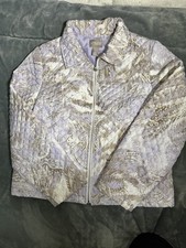 Chico  s Lightweight Quilted Zip Jacket Lavender Brown Size 1 Equal to Medium