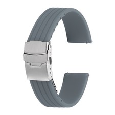 Silicone Watch Bands 22mm Soft Watch Bands with Silver Snap Buckle, Gray