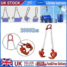 Chain Oil Drum Lifter 2 Legs Self Locking Barrel Vertical Hoist Lifting Tongs 1T