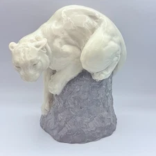 Vintage Joseph L. Boulton Mountain Lion Alabaster Statue