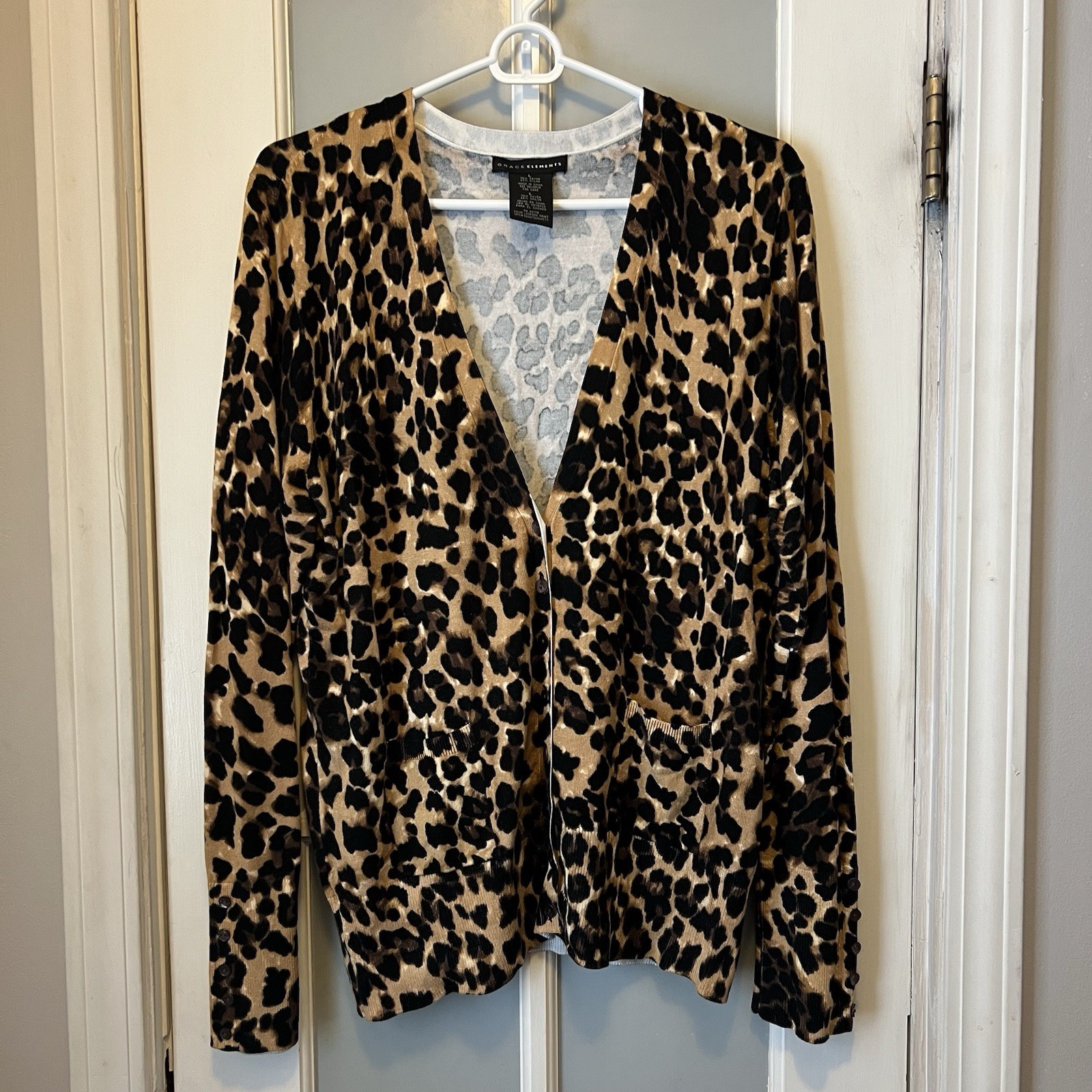 Women's Large Grace Elements  Leopard Print Cardi… - image 1