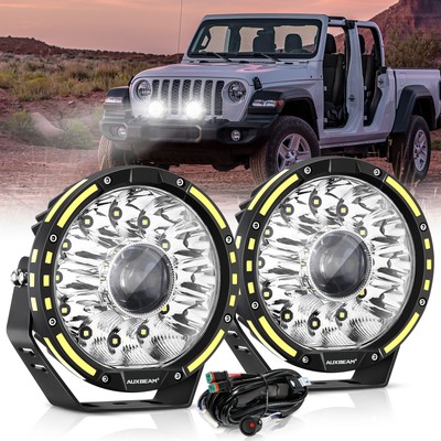 AUXBEAM 360-PRO 7'' Round LED Driving Lights Work Spot Pods For Chevy Jeep GMC