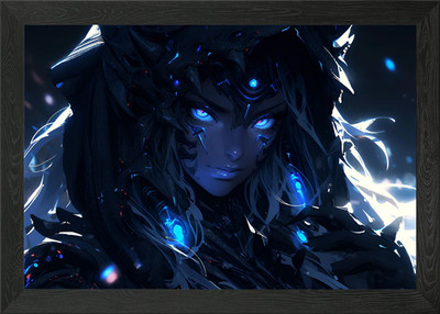 Magische blaue Eisnacht Hexe gerahmtes Wandbild Poster Leinwanddruck Bild