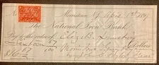 First National Bank of Morristown, NJ 1899 Bank Check  - Morristown Library