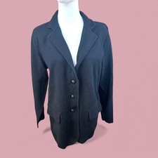 Lauren Ralph Lauren NWT SZ1X Black Knit Blazer 3-Button Crest Jacket Black Label