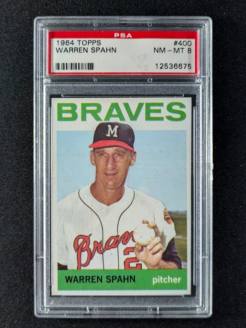 1964 Topps WARREN SPAHN HOF Vintage Stock Milwaukee Braves #400 PSA 8