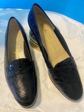 Salvatore Ferragamo black alligator embossed leather women shoes