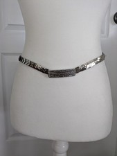 Vintage Silver Tone Fish Scale Elastic Stretch Belt 26"