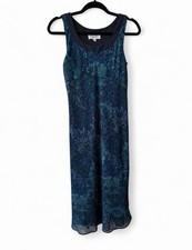 Vintage 90s Floral Blue Slip Dress Phoebe Buffay Style Size 6 Boho Fairy Grunge